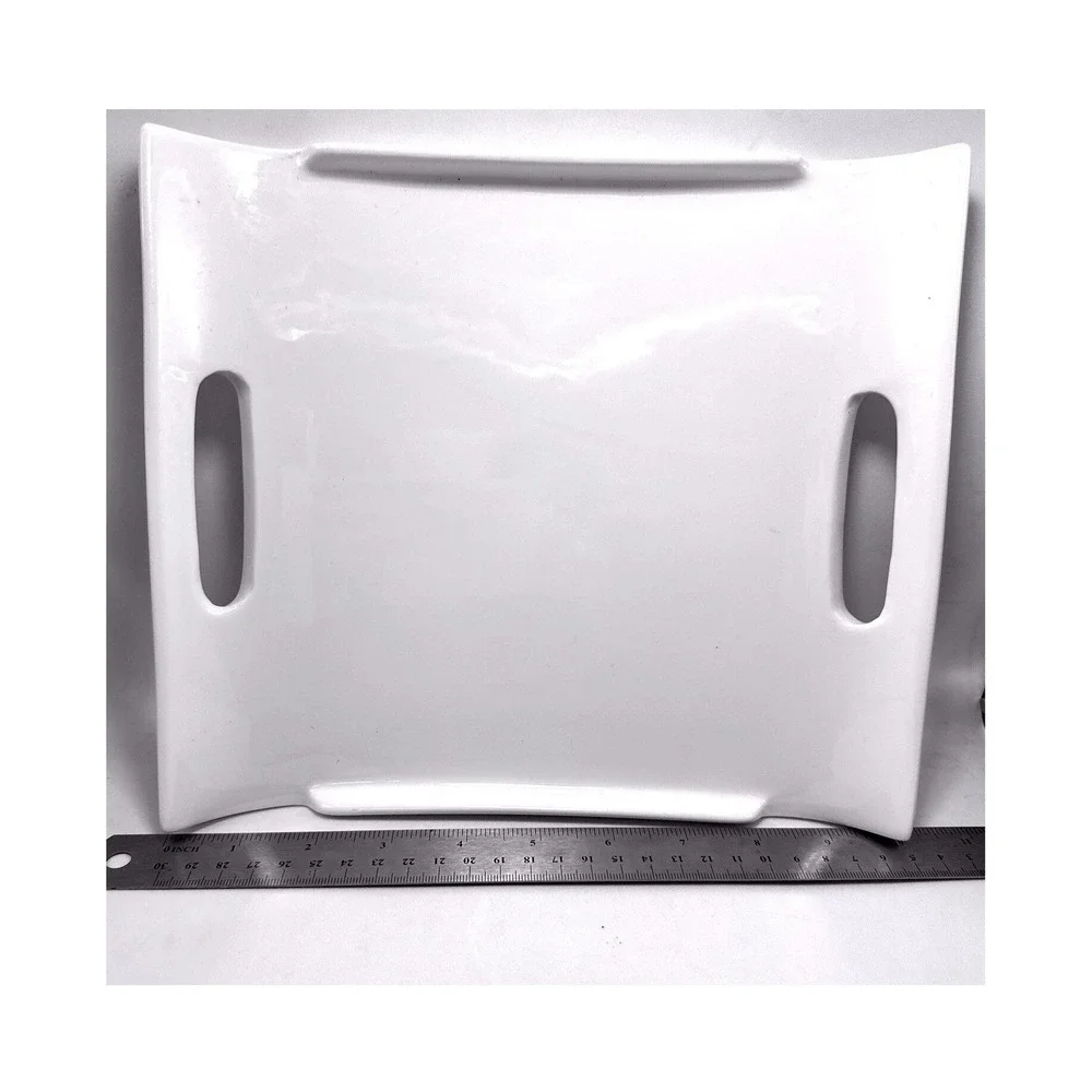 Strawberry Street 10 White Ceramic Serving Tray Handles MicrowaveDishwasher Safe